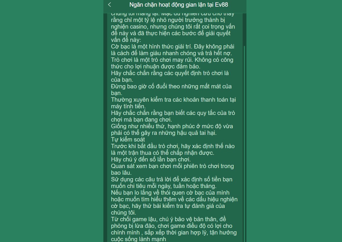 Nội dung miễn trừ trách nhiệm được cập nhật tại nhà cái EV88 chi tiết