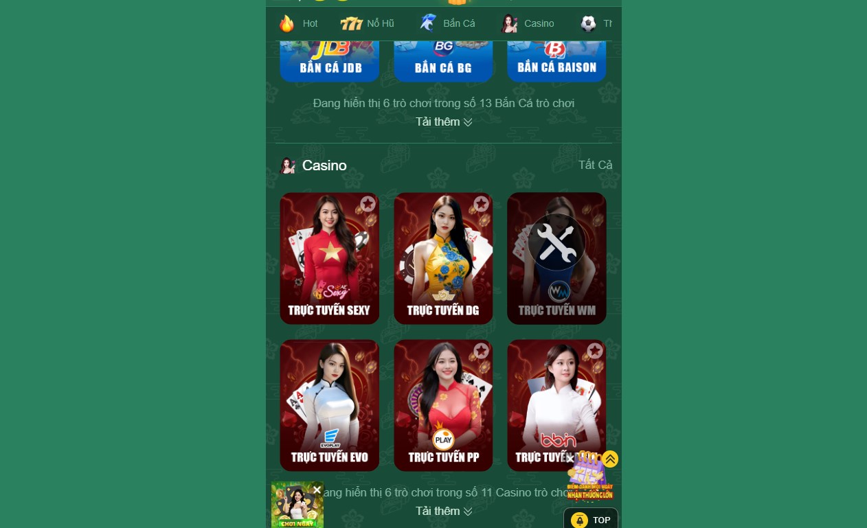 Các đối tác cung cấp bàn chơi live casino tại nhà cái EV88